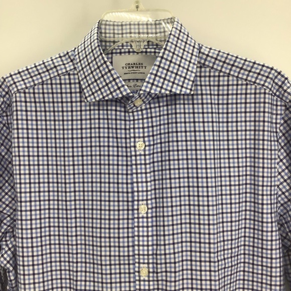 Charles Tyrwhitt Men’s Non-Iron Extra Slim Fit Button Down Shirt Work Size 16/38 - Picture 3 of 5